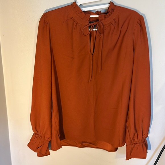 JCrew Drapey Tie Neck Ruffle Top - Picture 3 of 5